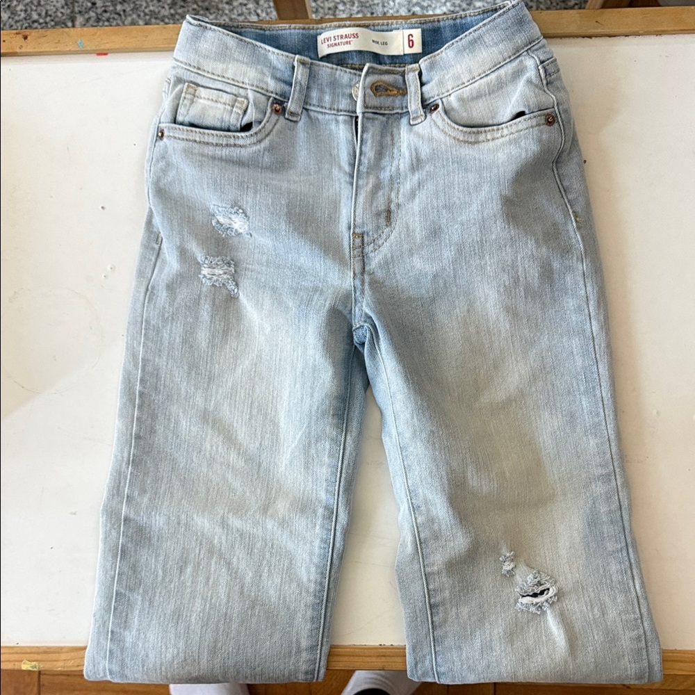 Levi's Women's Light Blue Boyfriend Jeans with Distressed Details